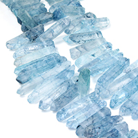 Cuarzo natural Abalorio, facetas, azul claro, 18-48x7-10x6-10mm, agujero:aproximado 1mm, aproximado 58PCs/Sarta, Vendido para aproximado 16 Inch Sarta