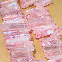 Cristal naturel goutte, facettes, rose, 20-49x7-10x7-14mm, Trou:Environ 1mm, Environ 56PC/brin, Vendu par Environ 16 pouce brin