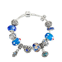 European Bracelet Zinc Alloy with brass chain & Crystal & Lampwork plated charm bracelet & evil eye pattern & snake chain & for woman & enamel & faceted & with rhinestone nickel lead & cadmium free Sold By Strand