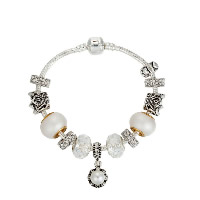 European Bracelet Zinc Alloy with Resin Pearl & brass chain & Crystal plated charm bracelet & snake chain & for woman & faceted & with rhinestone nickel lead & cadmium free Sold By Strand