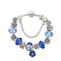 European Bracelet Zinc Alloy with brass chain & Crystal & Lampwork Flower word I love you plated charm bracelet & snake chain & for woman & enamel & faceted & with rhinestone nickel lead & cadmium free Sold By Strand