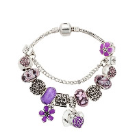 European Bracelet Zinc Alloy with brass chain & Crystal & Lampwork plated charm bracelet & Mother Day Jewelry & snake chain & with letter pattern & for woman & enamel & faceted & with rhinestone nickel lead & cadmium free Sold By Strand