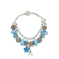 European Bracelet Zinc Alloy with brass chain & Lampwork plated charm bracelet & snake chain & for woman & enamel & with rhinestone nickel lead & cadmium free Sold By Strand