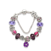 European Bracelet Zinc Alloy with brass chain & Crystal & Lampwork Flower plated & with bear pattern & snake chain & with letter pattern & for woman & enamel & faceted & with rhinestone nickel lead & cadmium free Sold By Strand