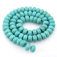 Synthetische Türkis Perle, Rondell, verschiedene Größen vorhanden, blau, Bohrung:ca. 1mm, verkauft per ca. 15 ZollInch Strang