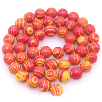 Mosaik Türkis Perle, rund, synthetisch, verschiedene Größen vorhanden, rot, Bohrung:ca. 1mm, verkauft per ca. 15 ZollInch Strang