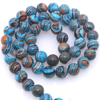 Mosaik Türkis Perle, rund, synthetisch, verschiedene Größen vorhanden, blau, Bohrung:ca. 1mm, verkauft per ca. 15 ZollInch Strang