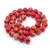 Impression Jaspis Perle, rund, verschiedene Größen vorhanden, rot, Bohrung:ca. 1mm, verkauft per ca. 15 ZollInch Strang