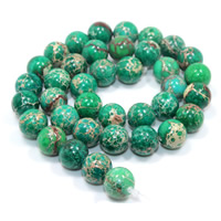 Impression Jaspis Perle, rund, verschiedene Größen vorhanden, grün, Bohrung:ca. 1mm, verkauft per ca. 15 ZollInch Strang