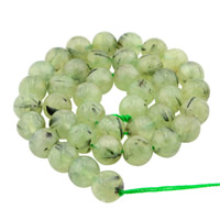 Prehnit Perle, rund, natürlich, verschiedene Größen vorhanden, Bohrung:ca. 1mm, verkauft per ca. 15 ZollInch Strang
