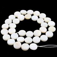 Naturalne białe koraliki z muszli, Muszla biała, Płaskie koło, różnej wielkości do wyboru, otwór:około 1mm, sprzedawane na około 15 cal Strand