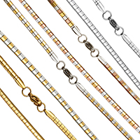 Cadena de Collar, acero inoxidable, chapado, unisexo & cadena de la serpiente, más colores para la opción, 3x1mm, longitud:aproximado 17.5 Inch, 5Strandsfilamento/Grupo, Vendido por Grupo