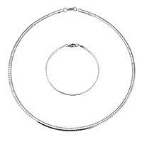 Refine Stainless Steel Jewelry Sets, bracelet & earring, snake chain & for woman, original color, 4x1mm, 4x1mm, Length:Approx 18 Inch, Approx 8 Inch, 5Sets/Lot, Sold By Lot