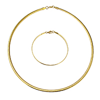 Refine Stainless Steel Jewelry Sets, bracelet & necklace, gold color plated, snake chain & for woman, 4x1mm, 4x1mm, Length:Approx 18 Inch, Approx 8 Inch, 5Sets/Lot, Sold By Lot