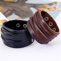 Unisex Bracelet, Cowhide, with Tibetan Style, platinum color plated, adjustable, more colors for choice, nickel, lead & cadmium free, 40mm, Sold Per Approx 9 Inch Strand
