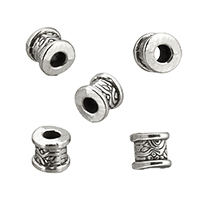 Tibetan Style Jewelry Beads, Column, antique silver color plated, nickel, lead & cadmium free, 8x7x8mm, Hole:Approx 3.3mm, 200PCs/Lot, Sold By Lot