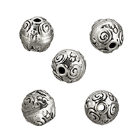 Zinc Alloy Jewelry Beads Round antique silver color plated nickel lead & cadmium free 10mm Approx 1.8mm Sold By Lot