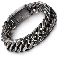 Men Bracelet, Stainless Steel, black ionic, different size for choice & curb chain & for man, Sold Per Approx 8.4 Inch Strand