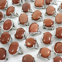 Unisex-Finger-Ring, Goldsand, mit Zinklegierung, Platinfarbe platiniert, gemischt, 22x29x23mm-24x27x29mm, Größe:5-9, 50PCs/Box, verkauft von Box