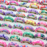 Unisex Finger Ring, Polymer Clay, handmade, mixed colors, lead & cadmium free, 24x7mm, US Ring Size:7.5, 100PCs/Box, Sold By Box
