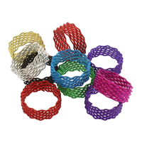 Unisex-Finger-Ring, Eisen, Spritzlackierung, gemischte Farben, frei von Blei & Kadmium, 21x8mm, Größe:7.5, 100PCs/Tasche, verkauft von Tasche