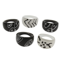 Unisex finger ring, Harts, blandade färger, leda & kadmiumfri, 21x13mm, Storlek:7.5, 100PC/Bag, Säljs av Bag