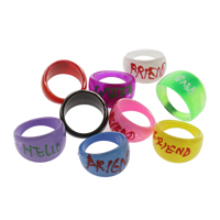 Unisex Finger Ring Resin with letter pattern mixed colors lead & cadmium free US Ring .5 Sold By Bag