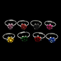 Iron Open Finger Ring, with aluminum flower ornament, Flower, silver color plated, adjustable & for woman, mixed colors, lead & cadmium free, 19x22x11mm, US Ring Size:6.5, 100PCs/Bag, Sold By Bag