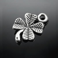 Tibetan Style Clover Pendant, Four Leaf Clover, antique silver color plated, lead & cadmium free, 10x15mm, Hole:Approx 1-1.5mm, 300PCs/Bag, Sold By Bag