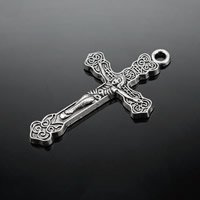Zinklegering Cross Hangers, Zinc Alloy, Crucifix Cross, antiek zilver plated, Christian Jewelry, lood en cadmium vrij, 19x33mm, Gat:Ca 1-1.5mm, 100pC's/Bag, Verkocht door Bag