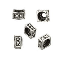 Zinc Alloy Jewelry Beads Square antique silver color plated nickel lead & cadmium free Approx 1.4mm Sold By Lot