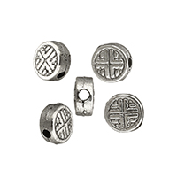 Zinc Alloy Flat Beads Flat Round antique silver color plated nickel lead & cadmium free Approx 1mm Sold By Lot