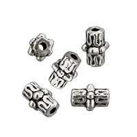 Tibetan Style Jewelry Beads, Column, antique silver color plated, nickel, lead & cadmium free, 10x7x7mm, Hole:Approx 1.5mm, 200PCs/Lot, Sold By Lot