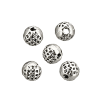 Tibetan Style Jewelry Beads, Round, antique silver color plated, nickel, lead & cadmium free, 4.50x5x5mm, Hole:Approx 1mm, 500PCs/Lot, Sold By Lot