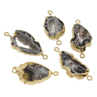 Ice Quartz Agate Connetor, with Tibetan Style, gold color plated, druzy style & 1/1 loop, 35x16x5-37x18x5mm, Hole:Approx 1mm, Sold By PC