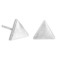 metal Arito, Triángulo, chapado en color de plata, para mujer, libre de níquel, plomo & cadmio, 7.4x6.5mm, Vendido por Par