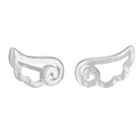 Brass Stud Earring Wing Shape silver color plated for woman nickel lead & cadmium free Sold By Pair