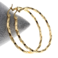 цинковый сплав Серьги-кольца, нержавеющая сталь гвоздик, плакирован золотом, не содержит свинец и кадмий, 45x47x2mm, продается Пара