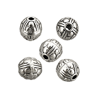 Tibetan Style Jewelry Beads, Round, antique silver color plated, nickel, lead & cadmium free, 10x9.50x9.50mm, Hole:Approx 2mm, 100PCs/Lot, Sold By Lot