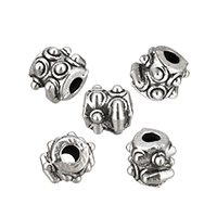 Tibetan Style Jewelry Beads, Drum, antique silver color plated, nickel, lead & cadmium free, 6x7x7mm, Hole:Approx 2mm, 300PCs/Lot, Sold By Lot