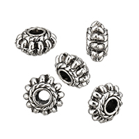 Tibetan Style Flower Beads, antique silver color plated, nickel, lead & cadmium free, 4x8x8mm, Hole:Approx 2.2mm, 300PCs/Lot, Sold By Lot