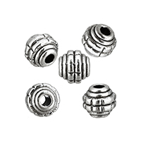 Tibetan Style Jewelry Beads, Drum, antique silver color plated, nickel, lead & cadmium free, 6.50x7x7mm, Hole:Approx 2mm, 200PCs/Lot, Sold By Lot