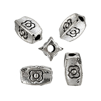 Zinc Alloy Jewelry Beads Oval antique silver color plated nickel lead & cadmium free Approx 1.5mm Sold By Lot