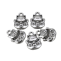 Tibetan Style Animal Pendants, Fortune Cat, antique silver color plated, nickel, lead & cadmium free, 11x15x3.50mm, Hole:Approx 1.7mm, 200PCs/Lot, Sold By Lot