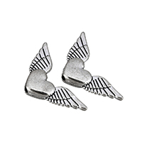 Abalorios de Aleación de Zinc Corazón, Corazón con alas, chapado en color de plata antigua, libre de níquel, plomo & cadmio, 24.50x13x4mm, agujero:aproximado 1.4mm, 100PCs/Grupo, Vendido por Grupo