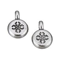 Zinc Alloy Flat Round Pendants antique silver color plated nickel lead & cadmium free Approx 1.5mm Sold By Lot