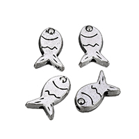 Tibetan Style Animal Beads, Fish, antique silver color plated, nickel, lead & cadmium free, 7x11.50x4mm, Hole:Approx 1mm, 300PCs/Lot, Sold By Lot