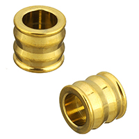 Stainless Steel European Beads, Column, gold color plated, 9x10x10mm, Hole:Approx 6mm, 10PCs/Lot, Sold By Lot