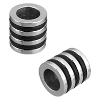Stainless Steel European Beads, with Silicone, Column, original color, 10x10x10mm, Hole:Approx 6mm, 10PCs/Lot, Sold By Lot