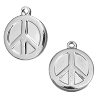 Stainless Steel Pendants, Peace Logo, original color, 14x16.50x3mm, Hole:Approx 1mm, 50PCs/Lot, Sold By Lot